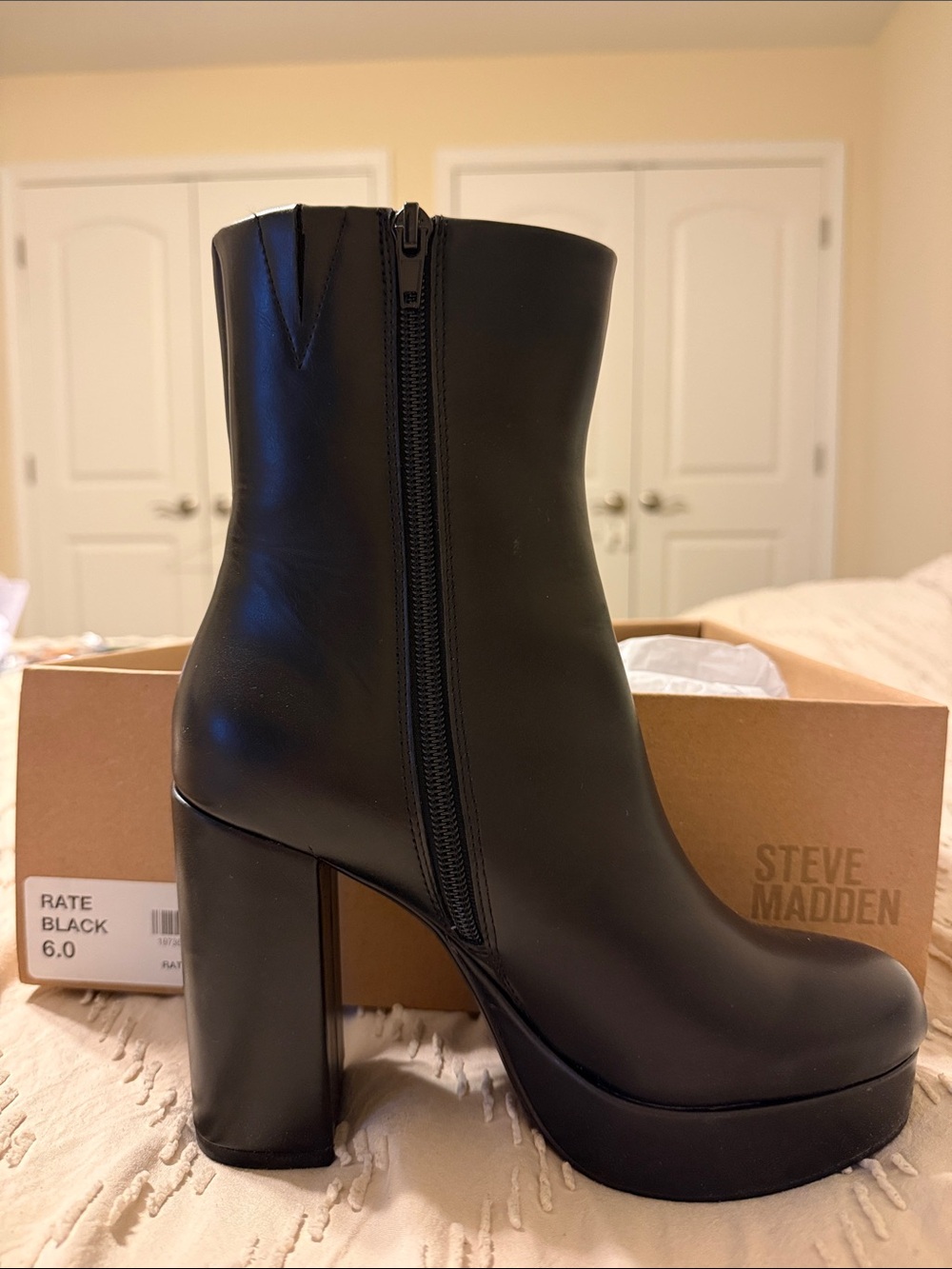 Steve Madden Black Platform Block Heel Ankle Boots